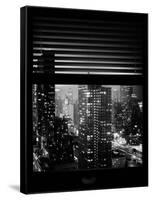 Window View with Venetian Blinds: Landscape by Misty Night - the New Yorker Hotel-Philippe Hugonnard-Framed Stretched Canvas