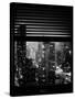 Window View with Venetian Blinds: Landscape by Misty Night - the New Yorker Hotel-Philippe Hugonnard-Stretched Canvas