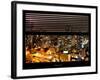 Window View with Venetian Blinds: Landscape by Misty Night - Times Square-Philippe Hugonnard-Framed Photographic Print