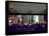 Window View with Venetian Blinds: Landscape by Misty Night - Times Square-Philippe Hugonnard-Stretched Canvas