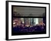 Window View with Venetian Blinds: Landscape by Misty Night - Times Square-Philippe Hugonnard-Framed Photographic Print