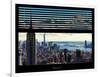 Window View with Venetian Blinds: Landscape Manhattan with Empire State Building (1 WTC)-Philippe Hugonnard-Framed Photographic Print