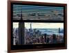 Window View with Venetian Blinds: Landscape Manhattan with Empire State Building (1 WTC)-Philippe Hugonnard-Framed Photographic Print