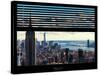 Window View with Venetian Blinds: Landscape Manhattan with Empire State Building (1 WTC)-Philippe Hugonnard-Stretched Canvas