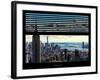 Window View with Venetian Blinds: Landscape Manhattan with Empire State Building (1 WTC)-Philippe Hugonnard-Framed Photographic Print