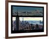 Window View with Venetian Blinds: Landscape Manhattan with Empire State Building (1 WTC)-Philippe Hugonnard-Framed Photographic Print