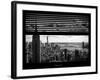 Window View with Venetian Blinds: Landscape Manhattan with Empire State Building (1 WTC)-Philippe Hugonnard-Framed Photographic Print
