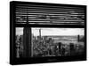 Window View with Venetian Blinds: Landscape Manhattan with Empire State Building (1 WTC)-Philippe Hugonnard-Stretched Canvas