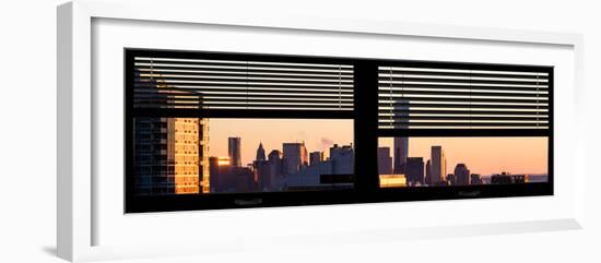 Window View with Venetian Blinds: Landscape of Lower Manhattan - the One World Trade Center-Philippe Hugonnard-Framed Photographic Print