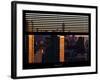 Window View with Venetian Blinds: Landscape of Lower Manhattan - the One World Trade Center-Philippe Hugonnard-Framed Photographic Print