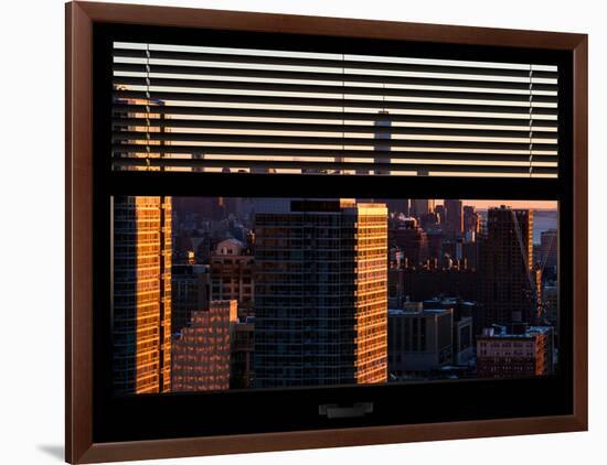 Window View with Venetian Blinds: Landscape of Lower Manhattan - the One World Trade Center-Philippe Hugonnard-Framed Photographic Print