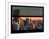Window View with Venetian Blinds: Landscape of Manhattan at Sunset - the New Yorker Hotel-Philippe Hugonnard-Framed Photographic Print