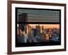 Window View with Venetian Blinds: Landscape of Manhattan at Sunset - the New Yorker Hotel-Philippe Hugonnard-Framed Photographic Print