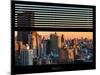 Window View with Venetian Blinds: Landscape of Manhattan at Sunset - the New Yorker Hotel-Philippe Hugonnard-Mounted Photographic Print