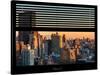Window View with Venetian Blinds: Landscape of Manhattan at Sunset - the New Yorker Hotel-Philippe Hugonnard-Stretched Canvas