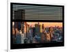 Window View with Venetian Blinds: Landscape of Manhattan at Sunset - the New Yorker Hotel-Philippe Hugonnard-Framed Photographic Print