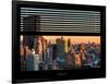 Window View with Venetian Blinds: Landscape of Manhattan at Sunset - the New Yorker Hotel-Philippe Hugonnard-Framed Photographic Print