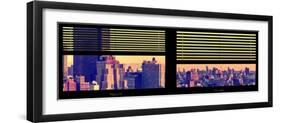 Window View with Venetian Blinds: Landscape of Manhattan at Sunset - the New Yorker Hotel-Philippe Hugonnard-Framed Photographic Print