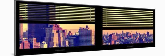 Window View with Venetian Blinds: Landscape of Manhattan at Sunset - the New Yorker Hotel-Philippe Hugonnard-Mounted Photographic Print