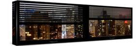 Window View with Venetian Blinds: Landscape Panoramic Format by Misty Night - the New Yorker Hotel-Philippe Hugonnard-Stretched Canvas