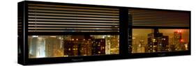 Window View with Venetian Blinds: Landscape Panoramic Format by Misty Night - the New Yorker Hotel-Philippe Hugonnard-Stretched Canvas