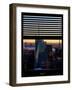 Window View with Venetian Blinds: Landscape Skyscrapers View of Manhattan at Nightfall-Philippe Hugonnard-Framed Photographic Print