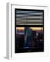 Window View with Venetian Blinds: Landscape Skyscrapers View of Manhattan at Nightfall-Philippe Hugonnard-Framed Photographic Print