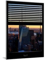 Window View with Venetian Blinds: Landscape Skyscrapers View of Manhattan at Nightfall-Philippe Hugonnard-Mounted Photographic Print