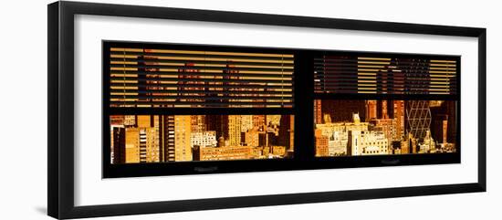 Window View with Venetian Blinds: Landscape View of Hell's Kitchen Buildings-Philippe Hugonnard-Framed Photographic Print