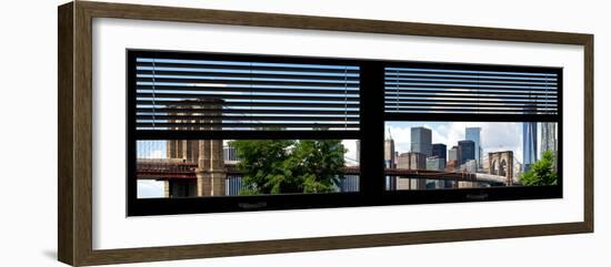 Window View with Venetian Blinds: Lower Manhattan with One World Trade Center and Brooklyn Bridge-Philippe Hugonnard-Framed Photographic Print