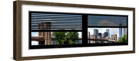 Window View with Venetian Blinds: Lower Manhattan with One World Trade Center and Brooklyn Bridge-Philippe Hugonnard-Framed Photographic Print