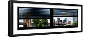 Window View with Venetian Blinds: Lower Manhattan with One World Trade Center and Brooklyn Bridge-Philippe Hugonnard-Framed Photographic Print