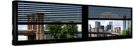 Window View with Venetian Blinds: Lower Manhattan with One World Trade Center and Brooklyn Bridge-Philippe Hugonnard-Stretched Canvas