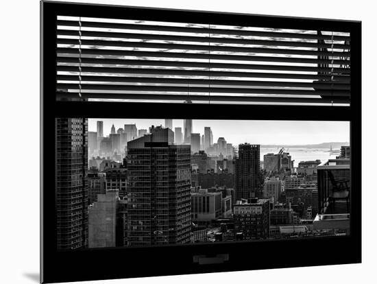 Window View with Venetian Blinds: Manhattan Landscape - One World Trade Center and Liberty Statue-Philippe Hugonnard-Mounted Photographic Print