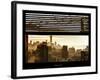 Window View with Venetian Blinds: Manhattan Landscape - One World Trade Center and Liberty Statue-Philippe Hugonnard-Framed Photographic Print