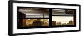 Window View with Venetian Blinds: Manhattan Landscape - One World Trade Center and Liberty Statue-Philippe Hugonnard-Framed Photographic Print