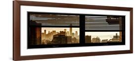 Window View with Venetian Blinds: Manhattan Landscape - One World Trade Center and Liberty Statue-Philippe Hugonnard-Framed Photographic Print