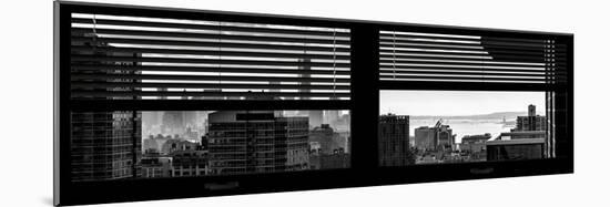 Window View with Venetian Blinds: Manhattan Landscape - One World Trade Center and Liberty Statue-Philippe Hugonnard-Mounted Photographic Print