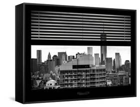 Window View with Venetian Blinds: Manhattan Landscape with the One World Trade Center (1WTC-Philippe Hugonnard-Framed Stretched Canvas