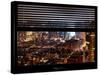 Window View with Venetian Blinds: Manhattan on a Foggy Night - Theater District and Times Square-Philippe Hugonnard-Stretched Canvas