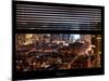 Window View with Venetian Blinds: Manhattan on a Foggy Night - Theater District and Times Square-Philippe Hugonnard-Mounted Photographic Print