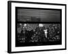 Window View with Venetian Blinds: Manhattan on a Foggy Night with the New Yorker Hotel-Philippe Hugonnard-Framed Photographic Print