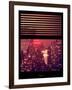 Window View with Venetian Blinds: Manhattan on a Pink Foggy Night with the New Yorker Hotel-Philippe Hugonnard-Framed Photographic Print