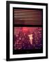 Window View with Venetian Blinds: Manhattan on a Pink Foggy Night with the New Yorker Hotel-Philippe Hugonnard-Framed Photographic Print