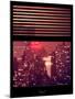 Window View with Venetian Blinds: Manhattan on a Pink Foggy Night with the New Yorker Hotel-Philippe Hugonnard-Mounted Photographic Print