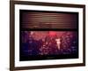 Window View with Venetian Blinds: Manhattan on a Pink Foggy Night with the New Yorker Hotel-Philippe Hugonnard-Framed Photographic Print