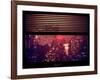 Window View with Venetian Blinds: Manhattan on a Pink Foggy Night with the New Yorker Hotel-Philippe Hugonnard-Framed Photographic Print