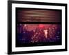 Window View with Venetian Blinds: Manhattan on a Pink Foggy Night with the New Yorker Hotel-Philippe Hugonnard-Framed Photographic Print