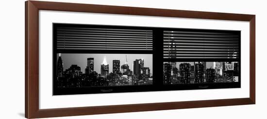 Window View with Venetian Blinds: Manhattan Skyline by Night with the Empire State Building-Philippe Hugonnard-Framed Photographic Print