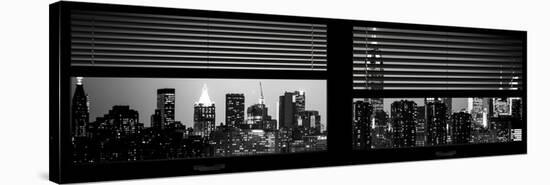 Window View with Venetian Blinds: Manhattan Skyline by Night with the Empire State Building-Philippe Hugonnard-Stretched Canvas